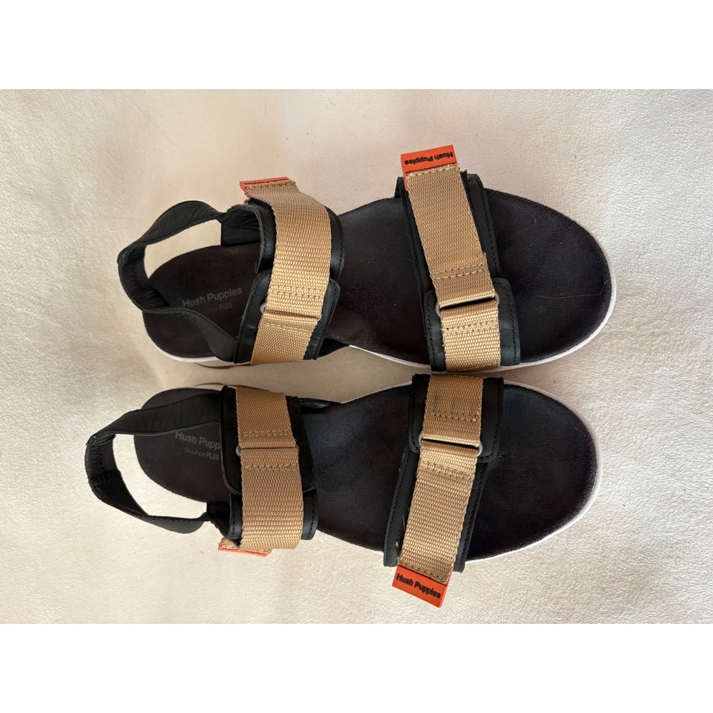 Hush Puppies Bounce Plus Women Black Tan Platform Sporty Utility Sandals 8.5